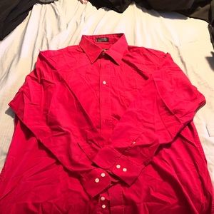 Red button down shirt